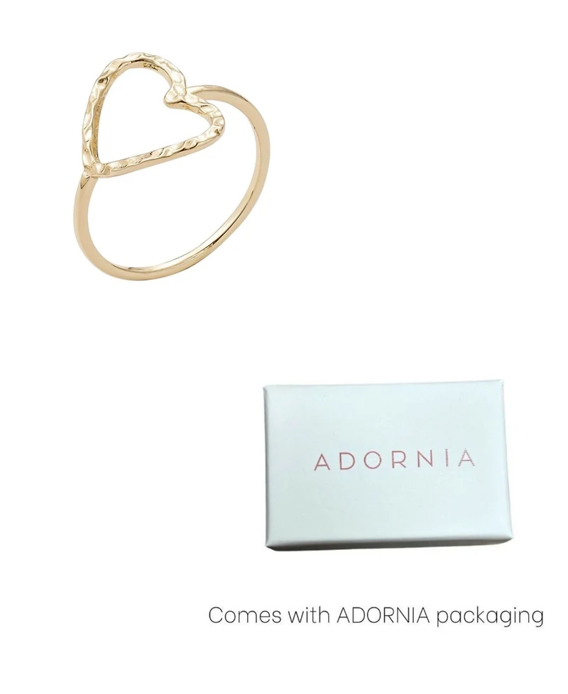 Adornia Gold Hammered Open Heart Ring