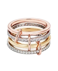 Adornia Mixed Metal Cubic Zirconia Connected 4-Piece Stack Ring