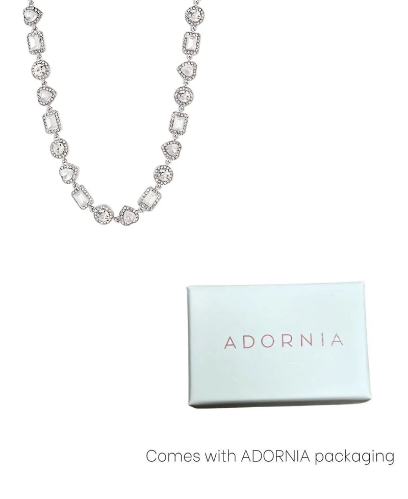 Adornia Silver Crystal Halo Heart Chain Necklace