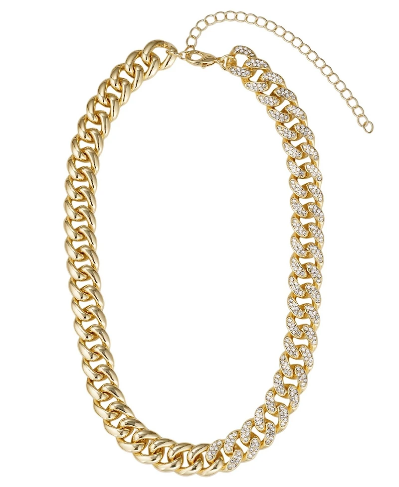 Adornia Gold Crystal Half Curb Chain Necklace