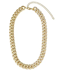 Adornia Gold Crystal Half Curb Chain Necklace
