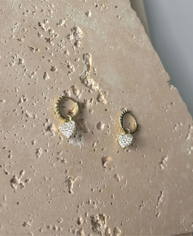 Adornia Gold Cubic Zirconia Heart Huggie Earrings