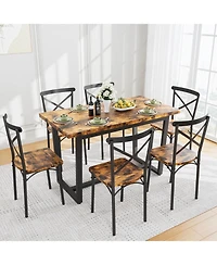 Casainc 7 Piece Dining Table Set with Chairs for Kitchen, Breakfast Nook or Living Room