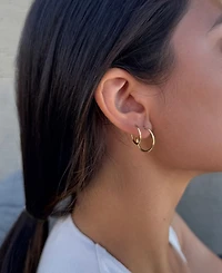 Adornia Gold Vermeil Sterling Silver Endless Hoop Earrings Set
