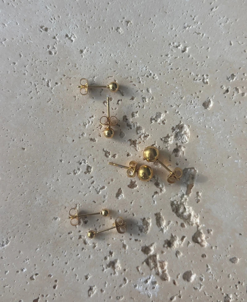 Adornia Gold Ball Stud Earrings Set