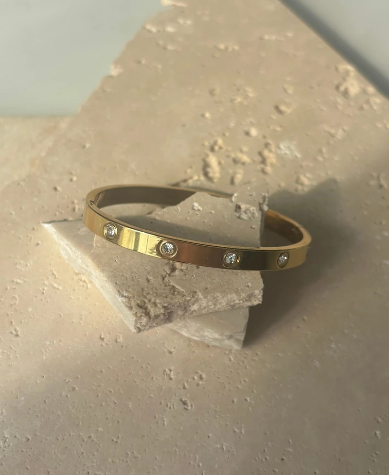 Adornia Tarnish Resistant Gold Crystal Eternity Cuff Bracelet