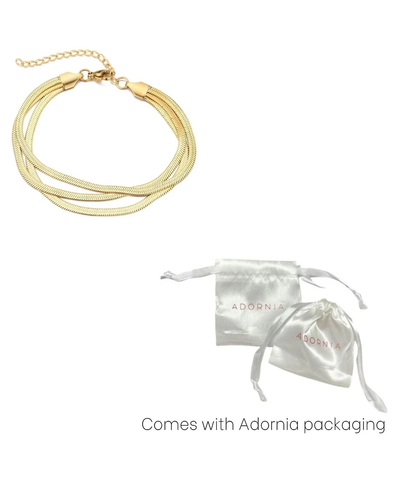 Adornia Tarnish Resistant Gold Multi-Strand Herringbone Chain Bracelet