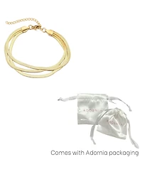 Adornia Tarnish Resistant Gold Multi-Strand Herringbone Chain Bracelet