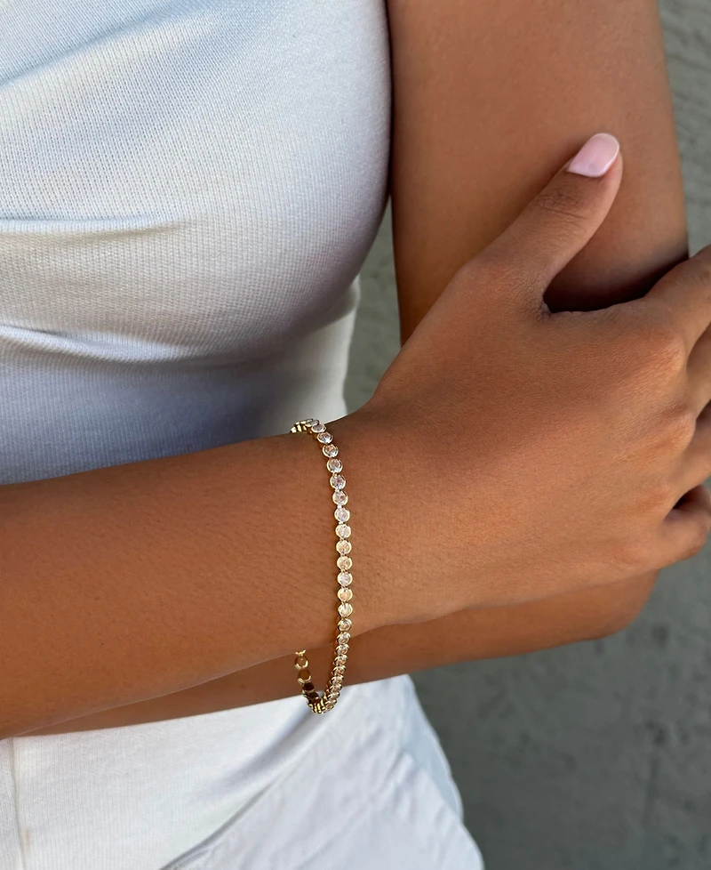 Adornia Gold Crystal Bezeled Tennis Bracelet