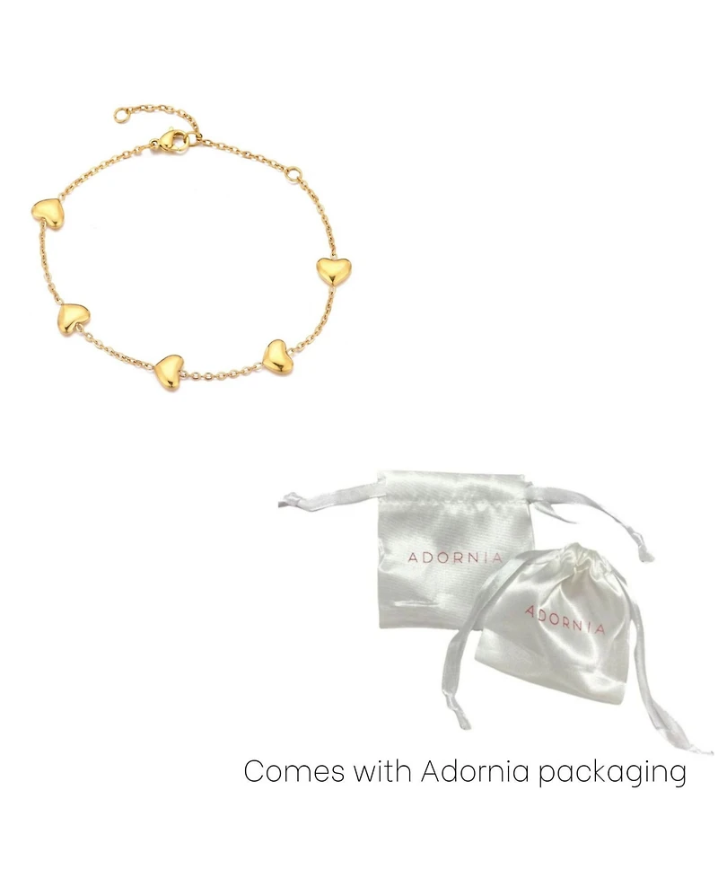 Adornia Tarnish Resistant Gold Heart Station Bracelet