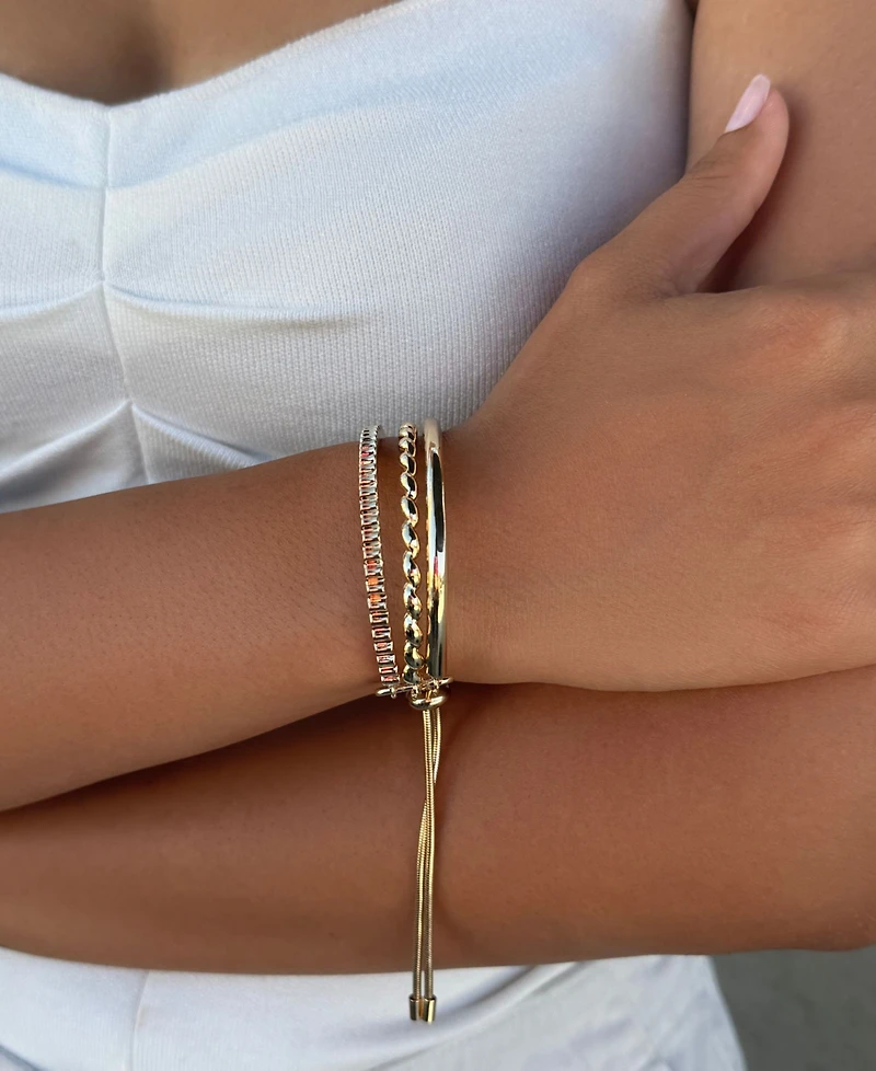 Adornia Gold Plated Adjustable Three-Line Cuff Bolo Bracelet