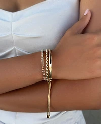 Adornia Gold Plated Adjustable Three-Line Cuff Bolo Bracelet