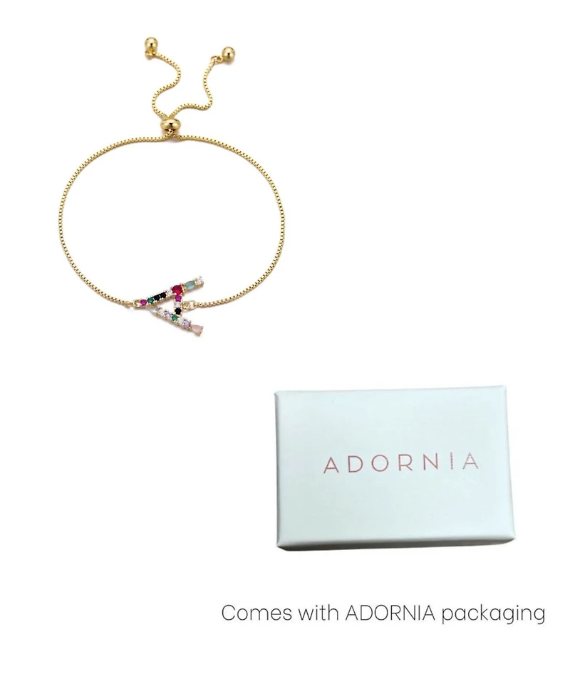 Adornia Gold Stone Multi Color Initial Bolo Bracelet
