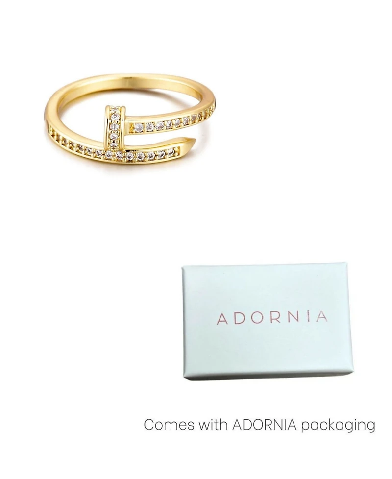 Adornia Gold Cubic Zirconia Nail Ring