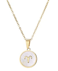 Adornia Tarnish Resistant Gold Mother of Pearl Zodiac Necklace
