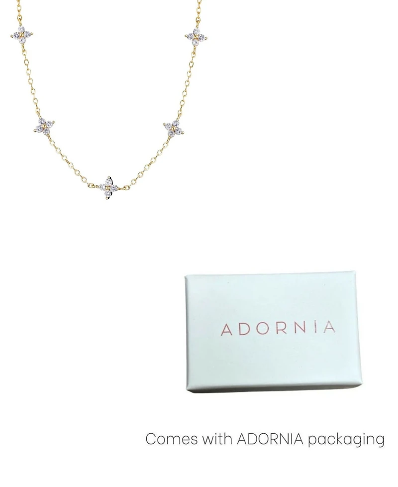 Adornia Gold Cubic Zirconia Flower Station Necklace