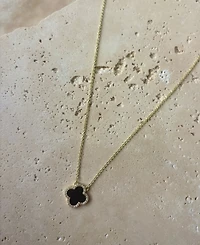 Adornia Gold Cubic Zirconia Black Clover Necklace