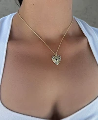 Adornia Gold Cubic Zirconia Fluted Heart Mom Necklace