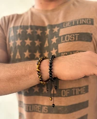 Adornia Adjustable Black and Tiger's Eye Bracelet Set