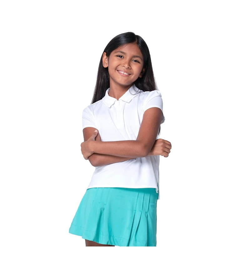 Lucky Love Girls Pleated Short Sleeve Golf Polo