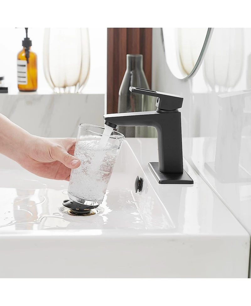 Greenspring Single Hole Single-Handle Bathroom Faucet with drain in Matte Black