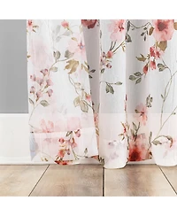 No. 918 Jennifer Floral Print Crushed Voile Sheer Rod Pocket Curtain Panel