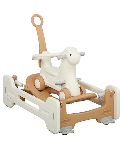 Qaba 5 in 1 Kids Rocking Horse, Alpaca Toddler Spring Rocking Toy