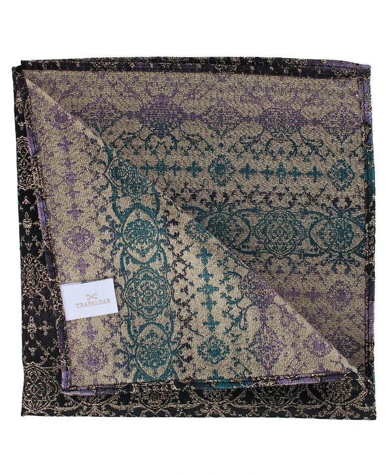 Trafalgar Men's The Spellbound Brocade Novelty Silk 12x12 Pocket Square