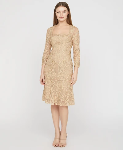 Js Collections Women's Square Neck Soutache Dress