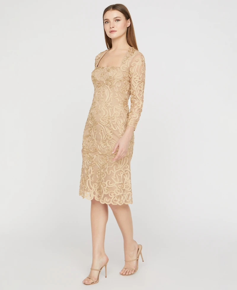 Js Collections Women's Square Neck Soutache Dress