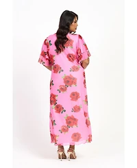 Fashion-szn Curve Women's Flutter Sleeve Tie Front Midi Dress