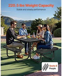 Outdoor Square Steel Picnic Table Weather Resistant Patio Dining Furniture Set