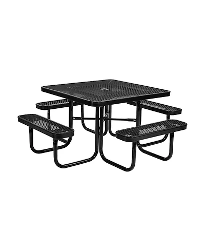 Outdoor Square Steel Picnic Table Weather Resistant Patio Dining Furniture Set