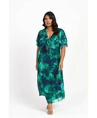 Fashion-szn Curve Women's Flutter Sleeve Midi Dress