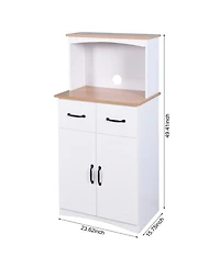 Casainc Wooden Kitchen Pantry Storage Cabinet with Drawer and Microwave Shelf