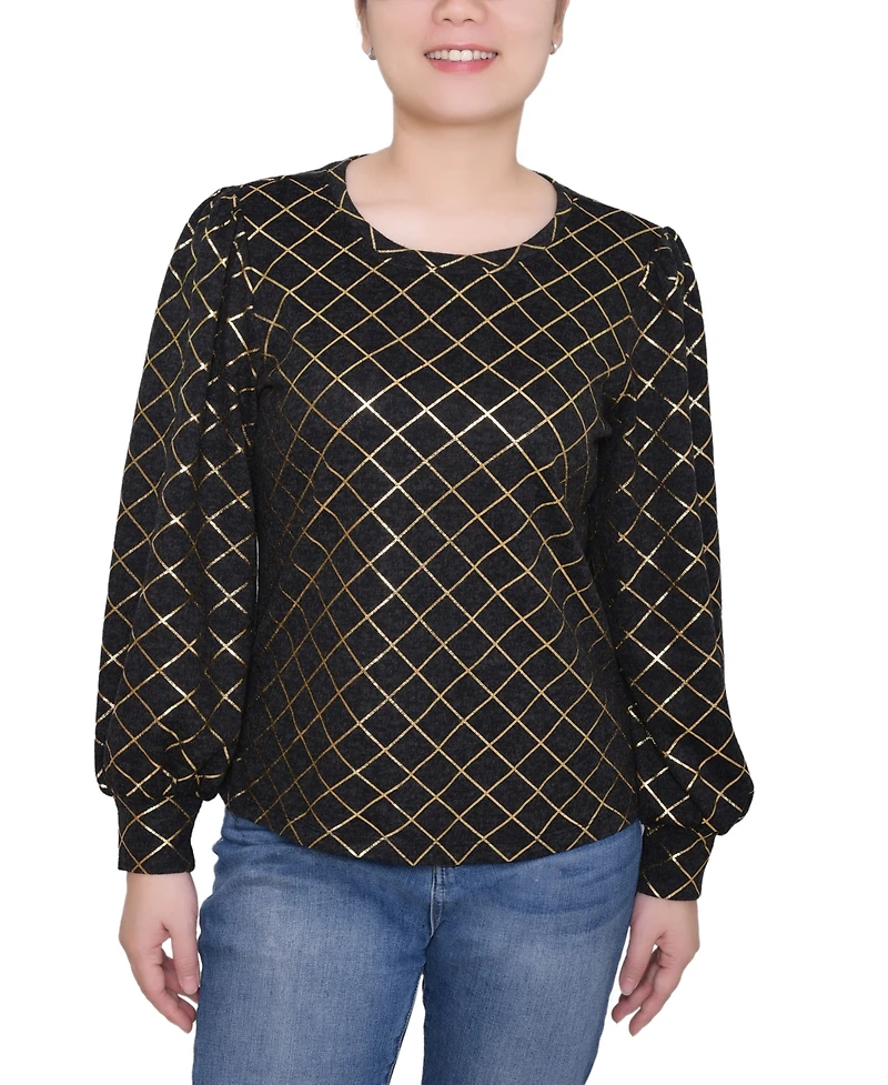 Ny Collection Petite Bishop Sleeve Pullover Top