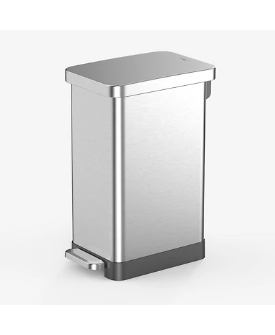 Qualiazero 50L / 13.2 Gal Slim, Stainless Steel Step On Trash Can with ring liner