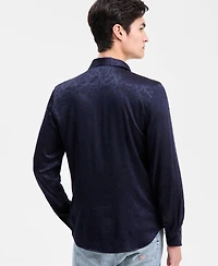 Guess Men's Roma Paisley Jacquard Long-Sleeve Shirt