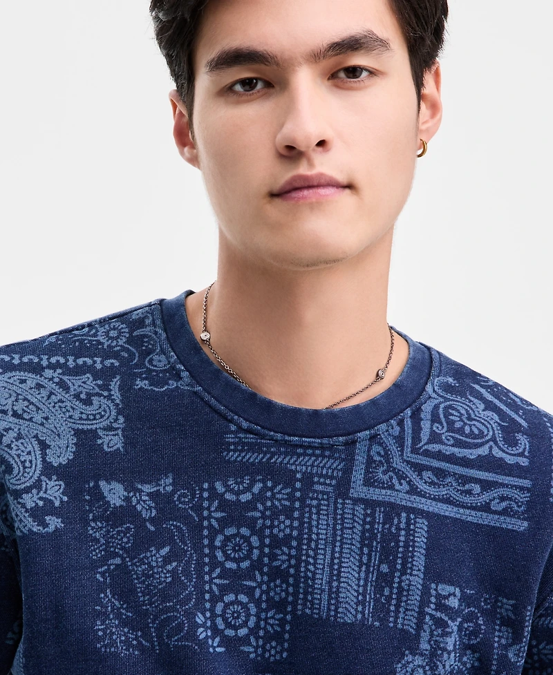 Guess Men's Indigo Paisley Print Sweatshirt