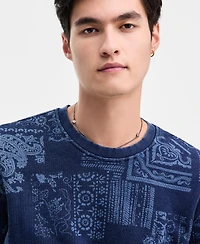 Guess Men's Indigo Paisley Print Sweatshirt