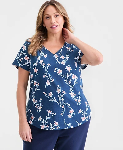 Style & Co Plus Size Perfect V-Neck T-Shirt, Macy's Exclusive