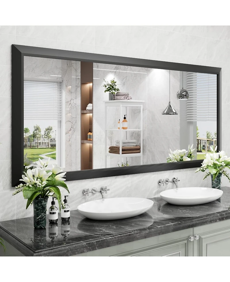 Amorho Bathroom Mirror, 72" x 32" Inch Thick Metal Framed Wall Mirrors for Over Sink, Bedroom, Living Room, Entryway, Rectangle Wall-Mounted Mirrors i