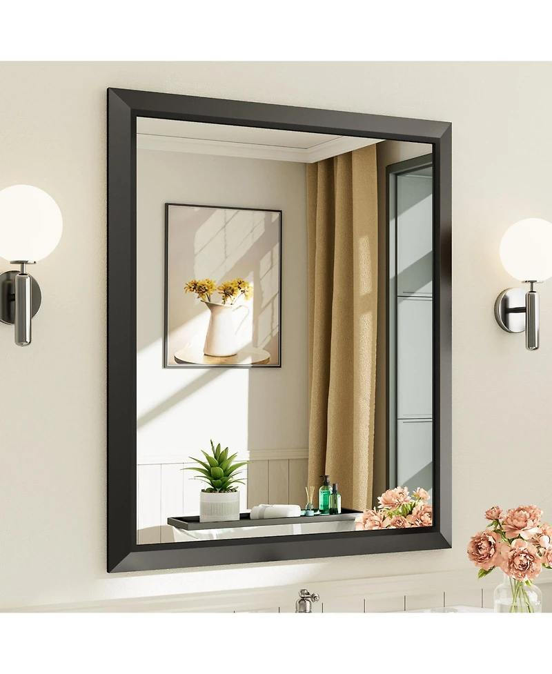 Amorho Bathroom Mirror, 36" x 30" Inch Thick Metal Framed Wall Mirrors for Over Sink, Bedroom, Living Room, Entryway