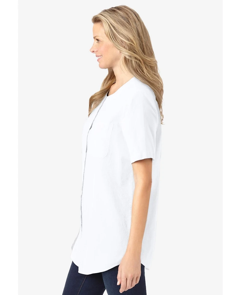 Woman Within Women's Short-Sleeve Crinkle Shirt