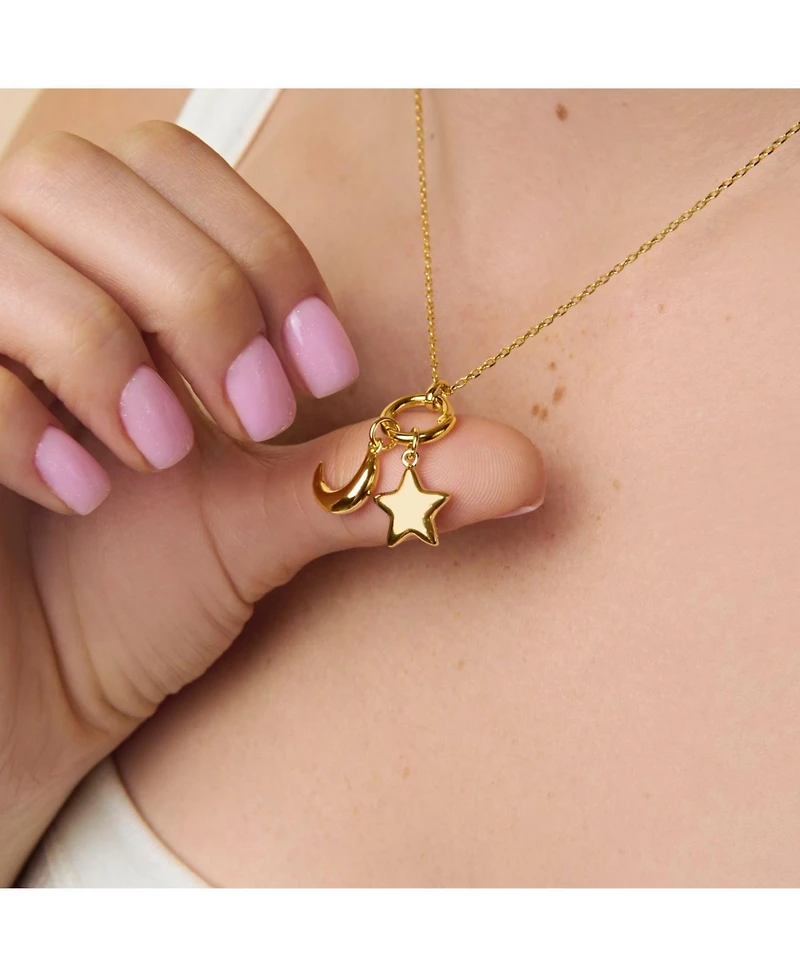 Little Sky Stone 14K Gold Plated Crescent Moon Charm Necklace