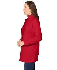 Woman Within Women's Plus Perfect Long-Sleeve Mockneck Tee