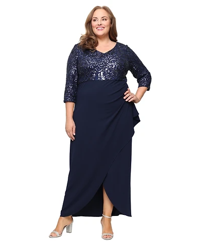Sl Fashions Plus Sequin Detail A-Line Dress