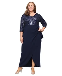 Sl Fashions Plus Sequin Detail A-Line Dress