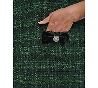 Eliza J Plus Short Sleeve Lurex Boucle Shift Dress
