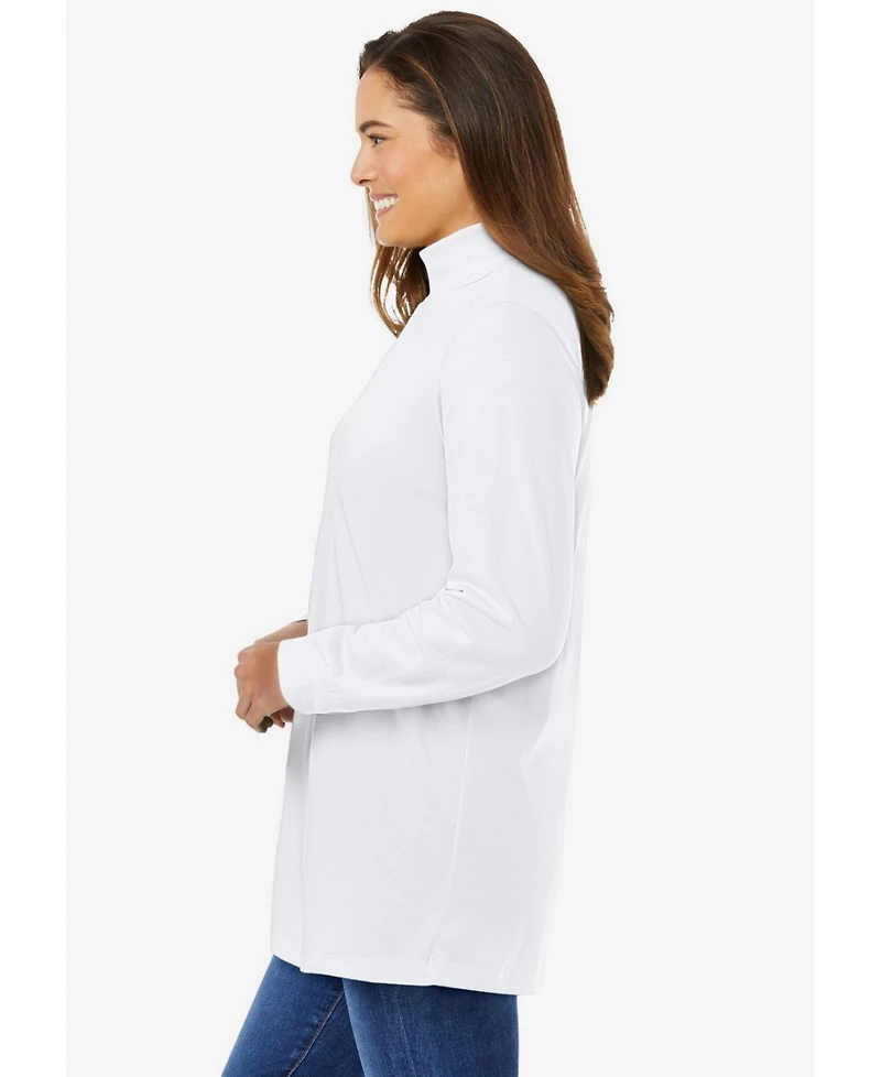 Woman Within Plus Perfect Long-Sleeve Turtleneck Tee